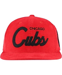 Mitchell & Ness Men's Red Chicago Cubs Corduroy Snapback Hat