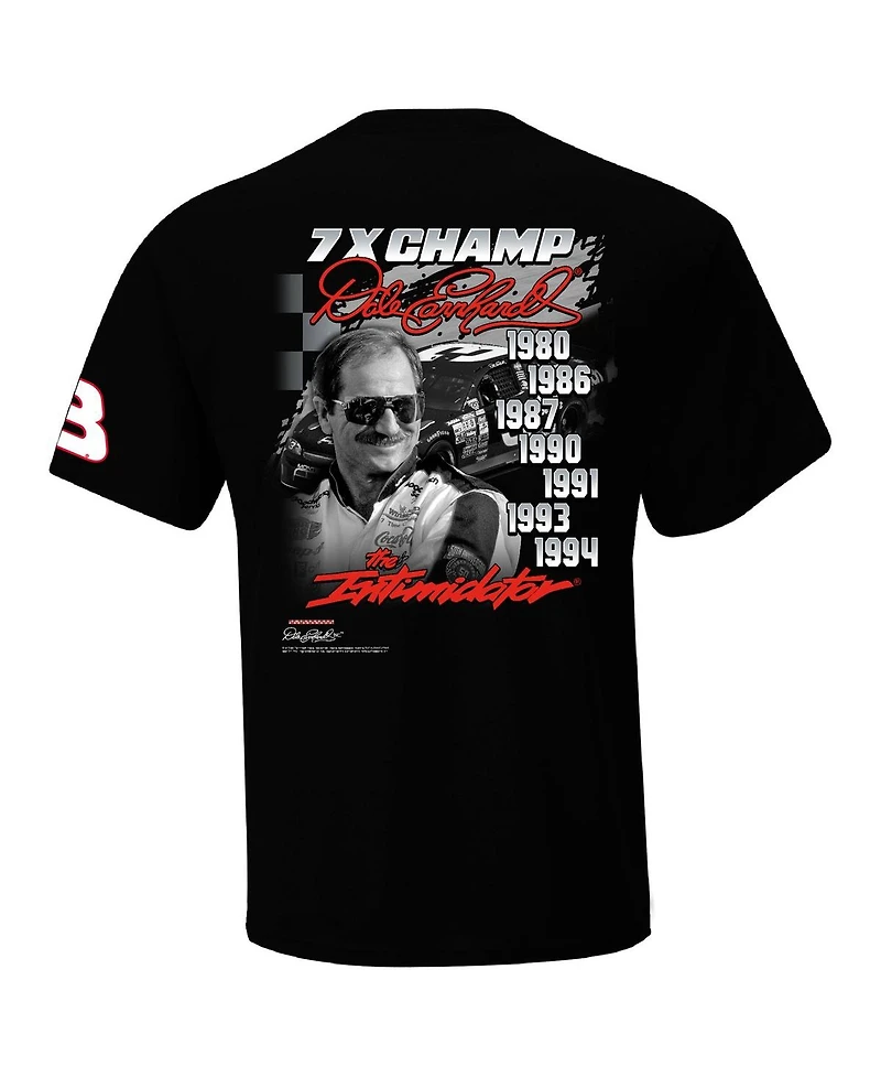 Checkered Flag Sports Men's Black Dale Earnhardt Seven-Time Champion Intimidator T-Shirt
