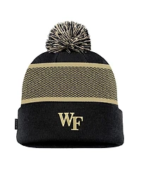 Nike Big Boys and Girls Black Wake Forest Demon Deacons 2024 Sideline Peak Cuffed with Pom Knit Hat