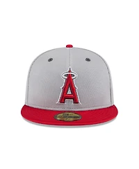 New Era Men's Gray/Red Los Angeles Angels 2025 Batting Practice 59FIFTY Fitted Hat
