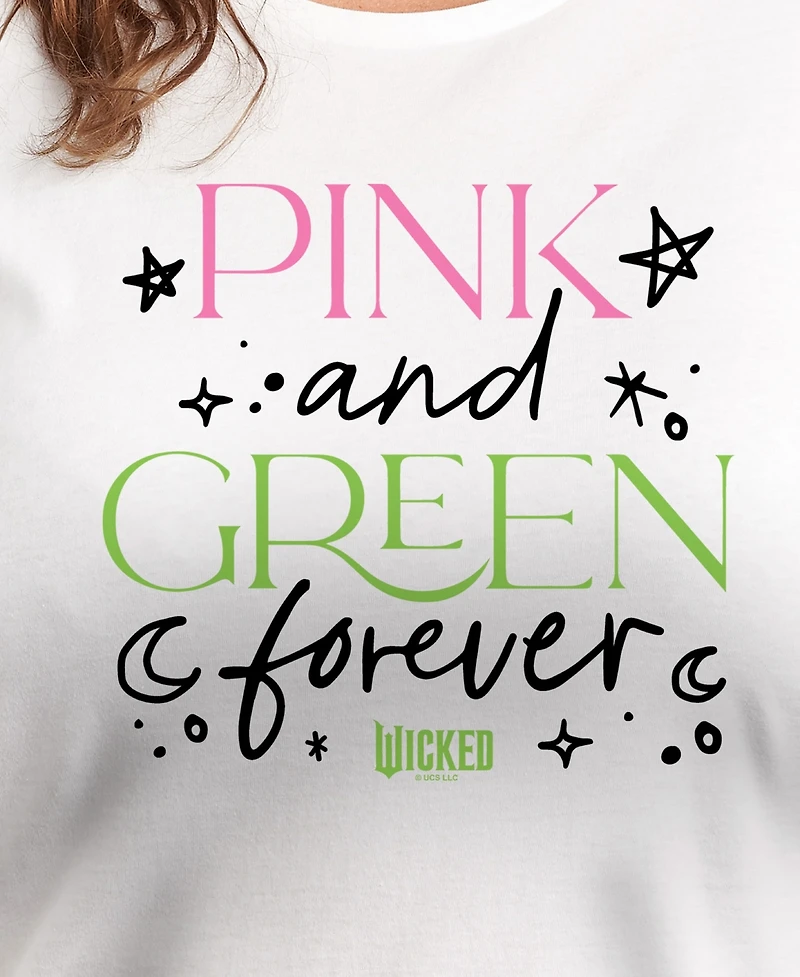 Hybrid Apparel Trendy Plus Wicked Pink and Green Graphic Crew Neck T-Shirt