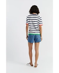 Chinti & Parker Women's Cotton Heart Breton Crochet T-Shirt