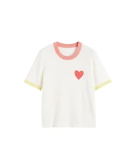 Chinti & Parker Women's Cotton Heart Breton Crochet T-Shirt