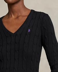 Polo Ralph Lauren Women's Cable-Knit Cotton V-Neck Sweater