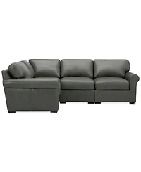 Radley Roll Arm 104" 4-Pc. Leather Square Corner L Sectional, Exclusively at Macy's