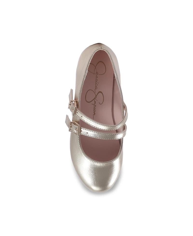 Jessica Simpson Toddler and Big Girls Amy Double strap Ballet Flat