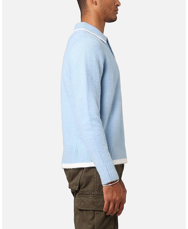 Xxiii Men's Fluffy Long Sleeve Polo Shirt