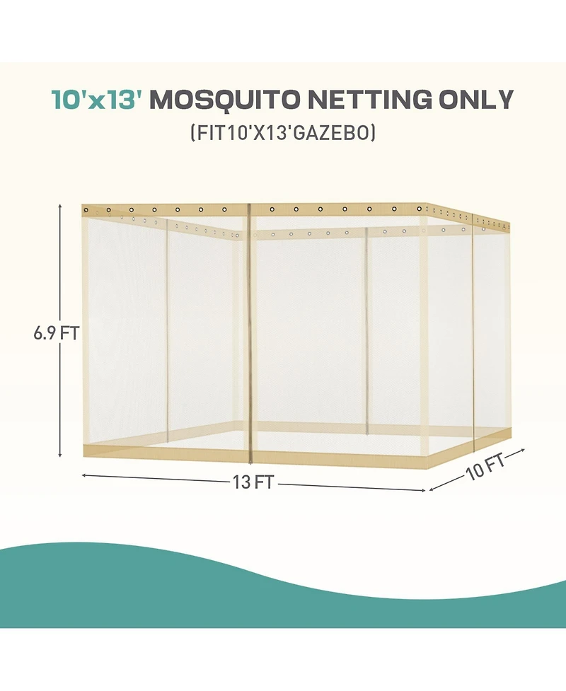 Aoodor Universal x ft. Gazebo Replacement Mosquito Netting Screen 4-Panel Sidewalls with Double Zipper (Only Netting