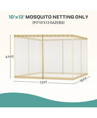 Aoodor Universal x ft. Gazebo Replacement Mosquito Netting Screen 4-Panel Sidewalls with Double Zipper (Only Netting