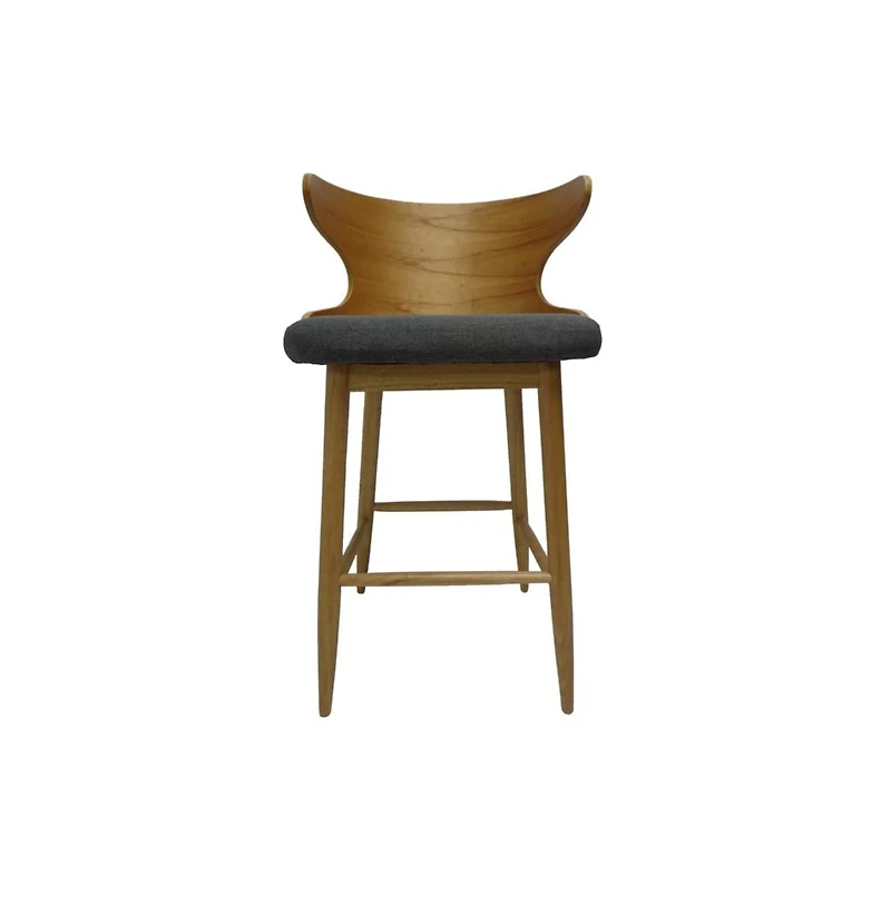 Set of 2 Mid-Century Modern Bar Stools, 41 Inch Bar Chairs with Solid RubberWood High-Back-The Pop Home
