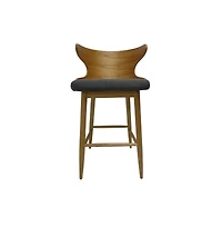 Set of 2 Mid-Century Modern Bar Stools, 41 Inch Bar Chairs with Solid RubberWood High-Back-The Pop Home
