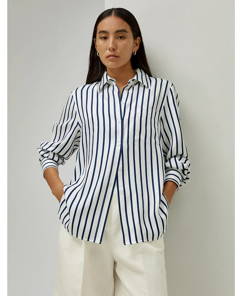 Lilysilk Women's Oversized Palma Stripe Silk Shirt