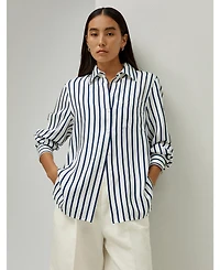 Lilysilk Women's Oversized Palma Stripe Silk Shirt