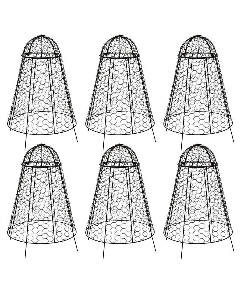 Chicken Wire Cloche Plant Protector with Removable Cover - 6-Pack