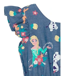 Frozen Toddler Girls Disney Minnie Mouse Mickey Daisy Lilo & Stitch Princess Belle Ariel Chambray Skater Dress