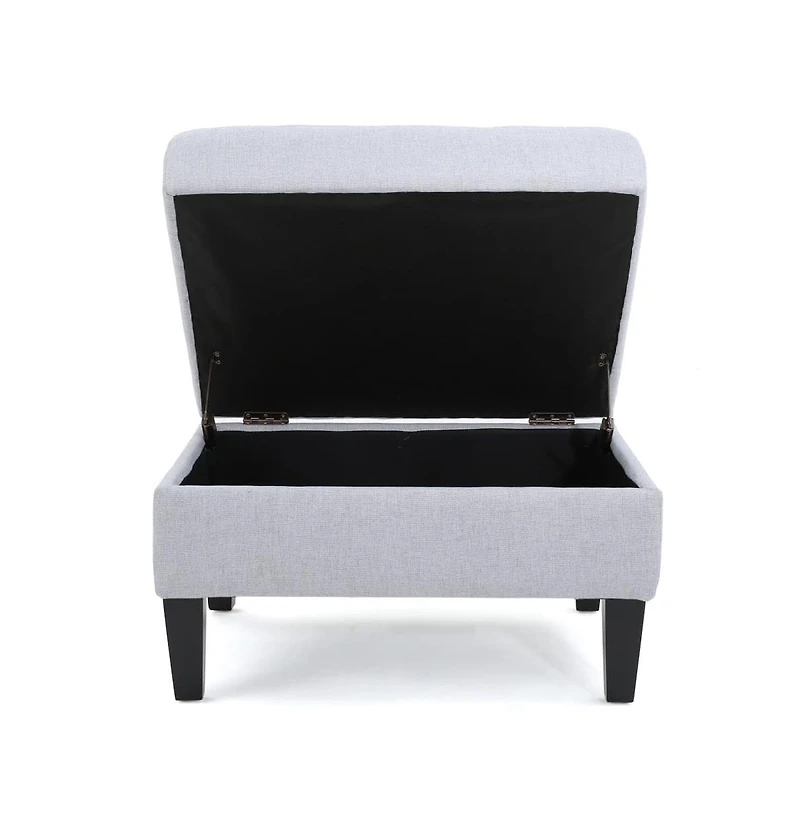 Tufted Storage Ottoman with Waffle Stitching, Upholstered Footrest Hidden Storage-The Pop Home