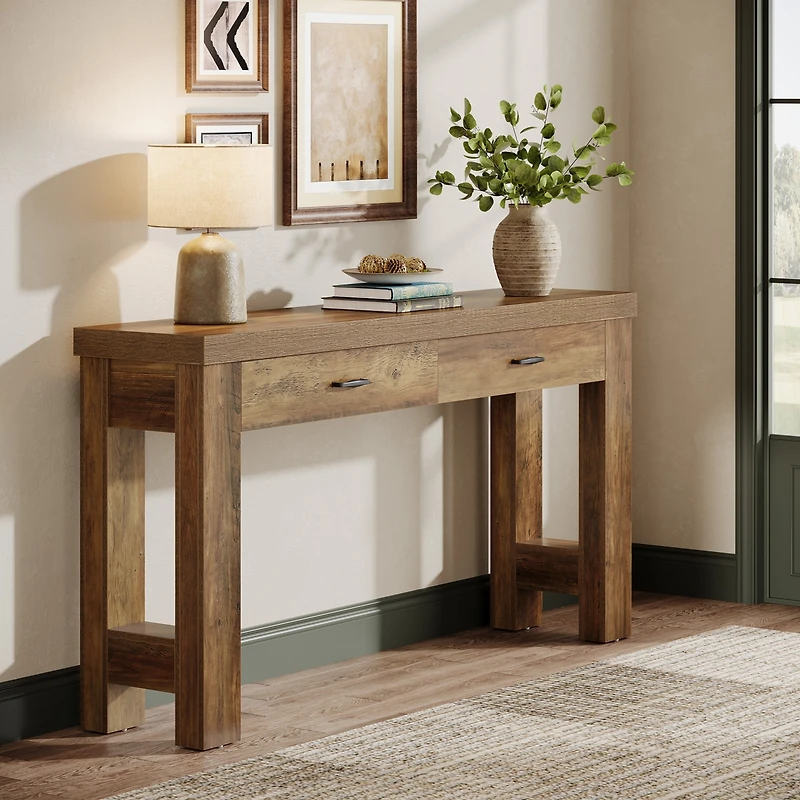 Tribesigns 3-Tier Narrow Side Table with Storage,Wood Sofa Side Table with Geometric Metal Frame,Industrial Nightstand and Bedside End Table