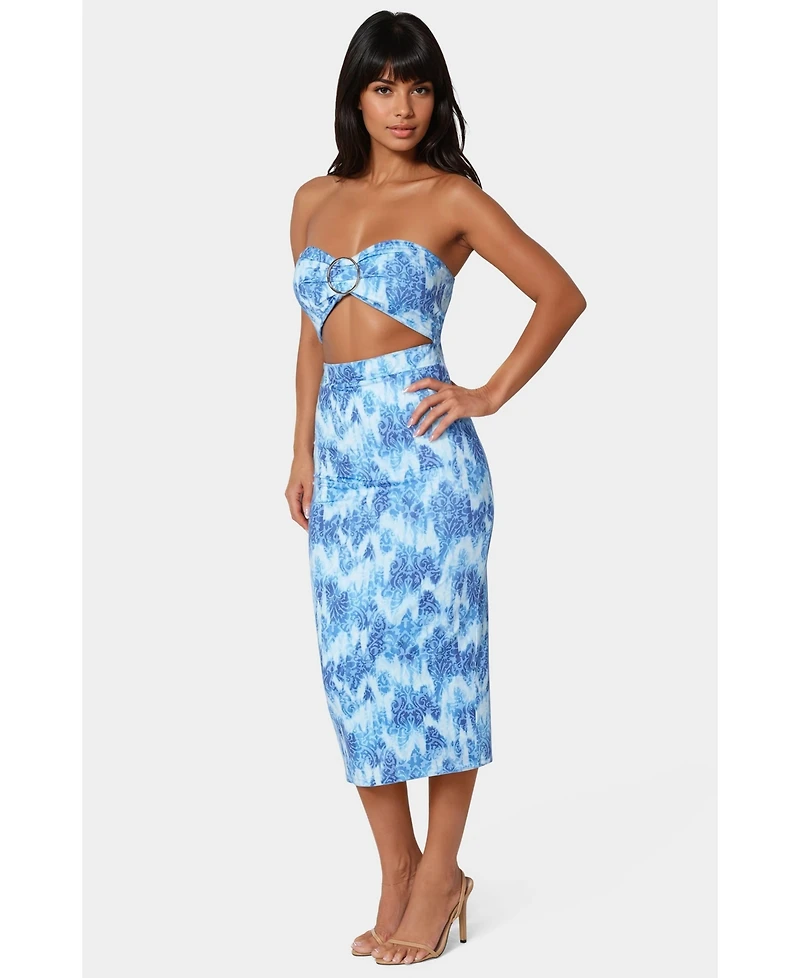 Bebe Women's Printed Front Cutout Midi