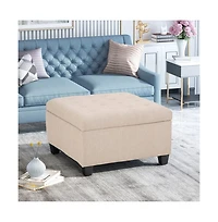 Storage Ottoman with Button-Tufted Lid, Upholstered Square Bench for Living Room, Bedroom, Entryway-The Pop Home
