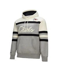Mitchell & Ness Men's Heather Gray Kansas City Chiefs Head Coach Vintage Logo Pullover Hoodie