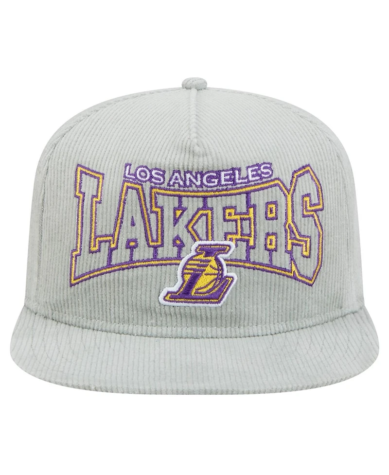 New Era Men's Gray Los Angeles Lakers Throwback Corduroy Golfer Snapback Hat