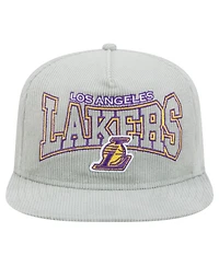 New Era Men's Gray Los Angeles Lakers Throwback Corduroy Golfer Snapback Hat