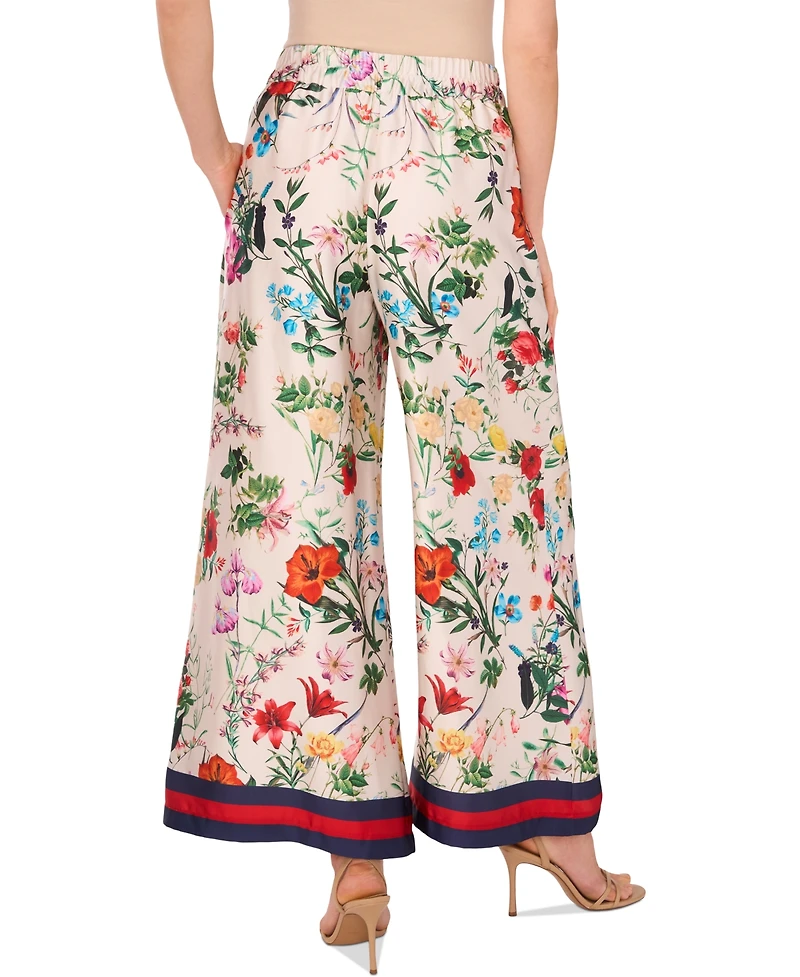 Vince Camuto Women's Floral-Print Drawstring Wide-Leg Pants