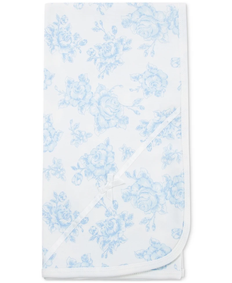 Little Me Baby Girls Cotton Blue Roses Blanket