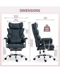 Dyhome Faux Leather Gaming Chair, Ergonomic High-Back Office Chair With Tilt and Swivel, Reclining Computer Desk for Women, Men