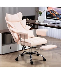Dyhome Faux Leather Gaming Chair, Ergonomic High-Back Office Chair With Tilt and Swivel, Reclining Computer Desk for Women, Men