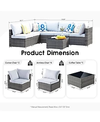 Xizzi 7-Piece Patio Furniture Outdoor Sofa Sets with New Wicker,Cushions and Coffee Table Suitable For patio, garden, backyard, yard balcony,Navy
