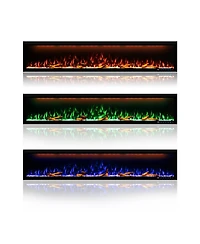 Smart 88" Wall-Mounted Electric Fireplace with Realistic Flame Effects, Dual Heating, and Alexa Compatibility