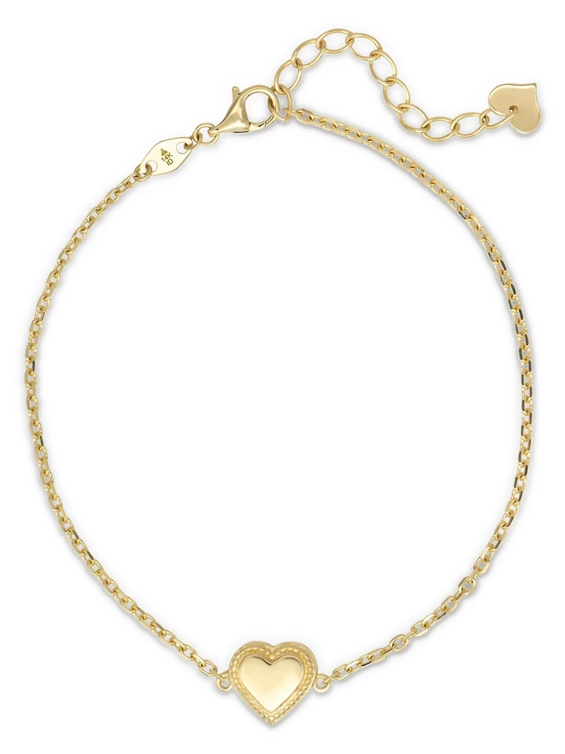 Devata Sweet Heart Chain Bracelet in 14K Gold, 6.5 in adj to 7.5 in, approx. 2.5 grams.