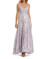 Mac Duggal Women's Braided Strap Ruched Top Gown