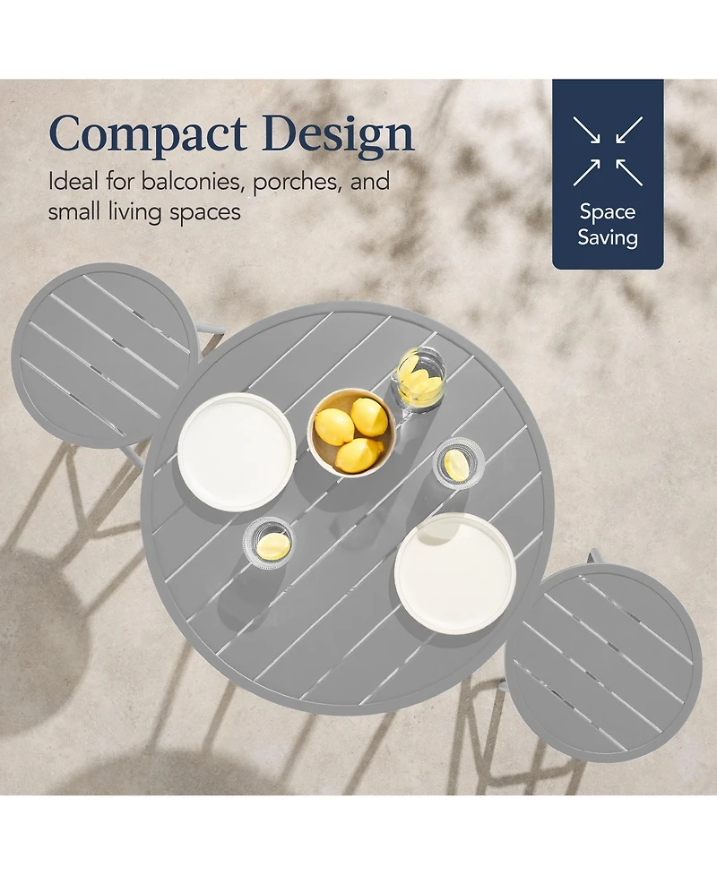 Best Choice Products 3-Piece Steel Patio Bar Height Round Bistro Set w/ Backless Stools
