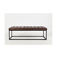 Global Archive 55" Genuine Distressed Leather Ottoman Bench