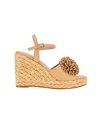 BCBGeneration Women's Erika Raffia Flower Wedge Sandals