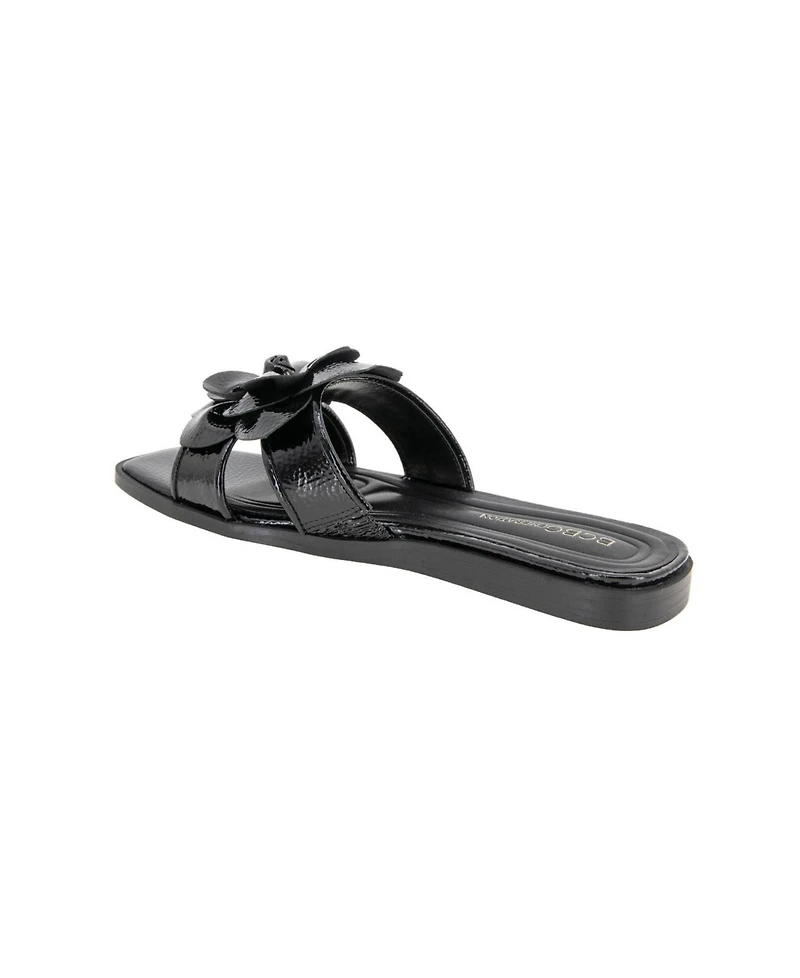 BCBGeneration Women's Mazey Flower Slide Flat Sandals