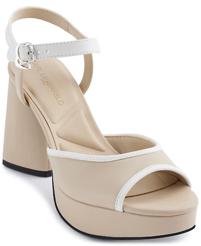 Karl Lagerfeld Paris Women's Hallet Platform Ankle Strap Dress Sandals