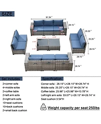 Xizzi Patio Furniture Set,12 Pieces Outdoor Sectional Sofa Couch Set,Patio Conversation Set with Modular Wicker Deep Seat Chairs,Comfy Cushions,Side T