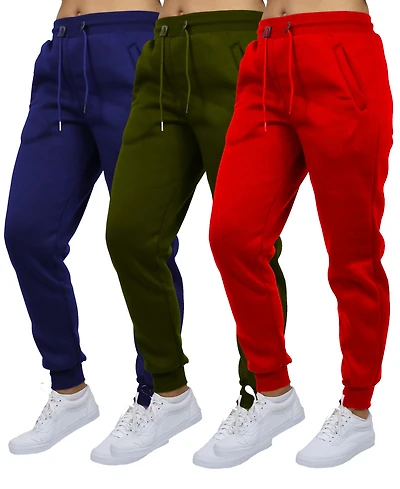 Galaxy By Harvic Women's Loose-Fit Fleece Jogger Sweatpants 3-Pack