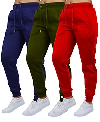 Galaxy By Harvic Women's Loose-Fit Fleece Jogger Sweatpants 3-Pack