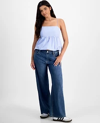 Madden Girl Juniors' Poplin Bubble Tank Top