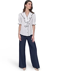 Karl Lagerfeld Paris Women's Ruffled Short-Sleeve Blouse