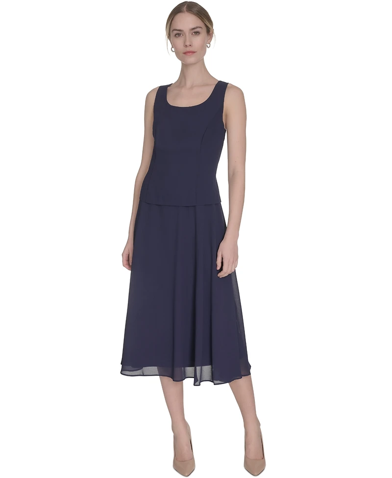 Jessica Howard Women's Soutache Jacket & Jewel-Neck Midi Dress