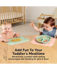 KeaBabies 2-Pack Prep Silicone Placemats for Toddlers, Kids, Non Slip Suction Dining Table Baby Placemat, Easy to Clean