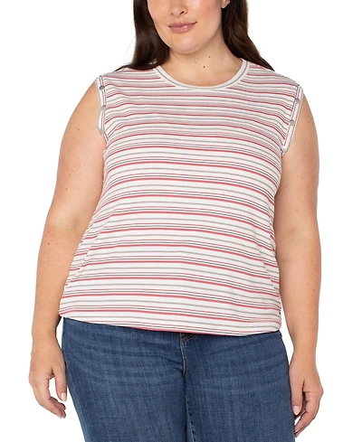 Liverpool Plus Crewneck Striped Sleeveless Top