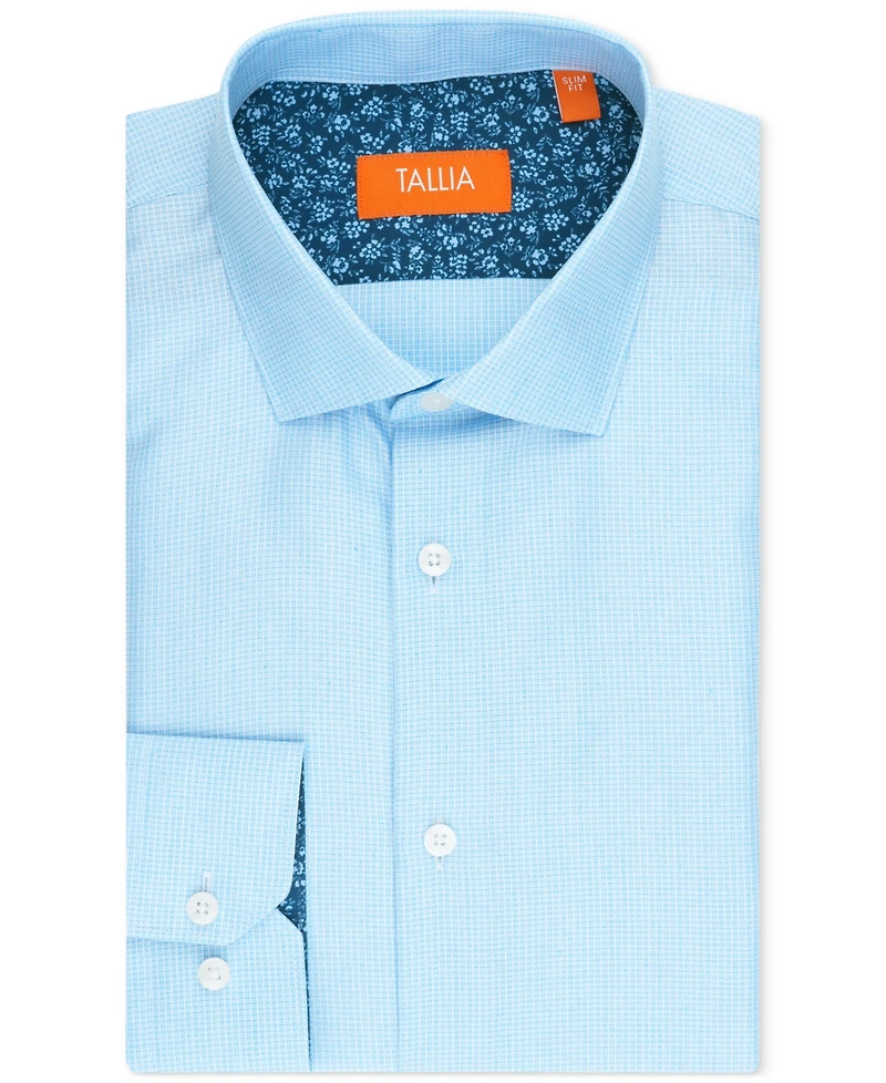 Tallia Men's Slim Flit Dobby Micro-Grid Button-Front Dress Shirt