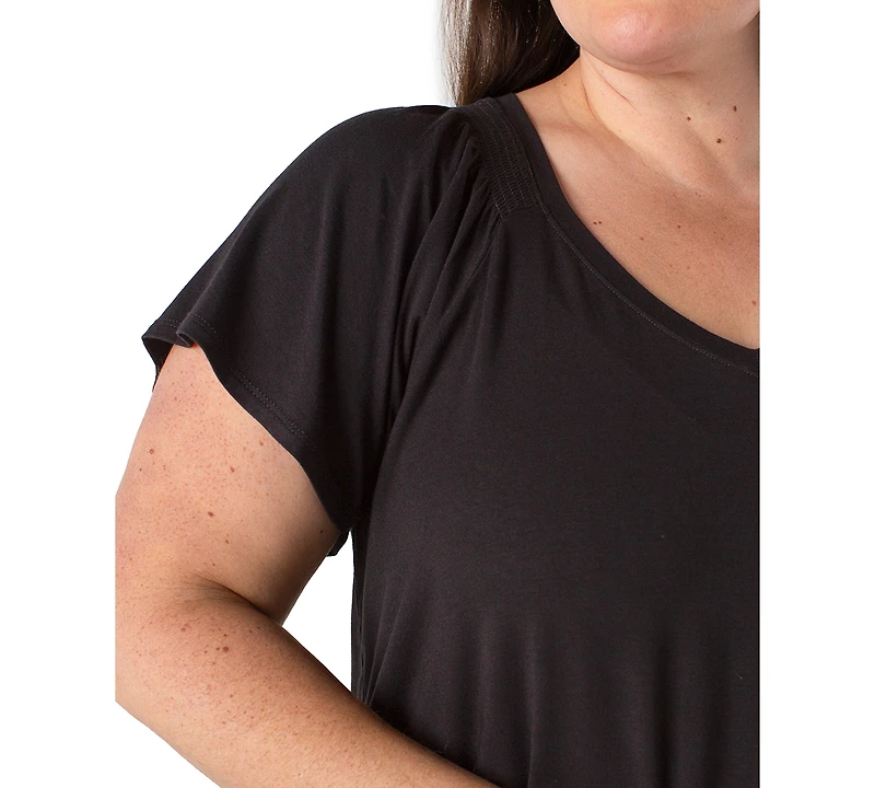 Liverpool Plus V-Neck Flutter Sleeve Top