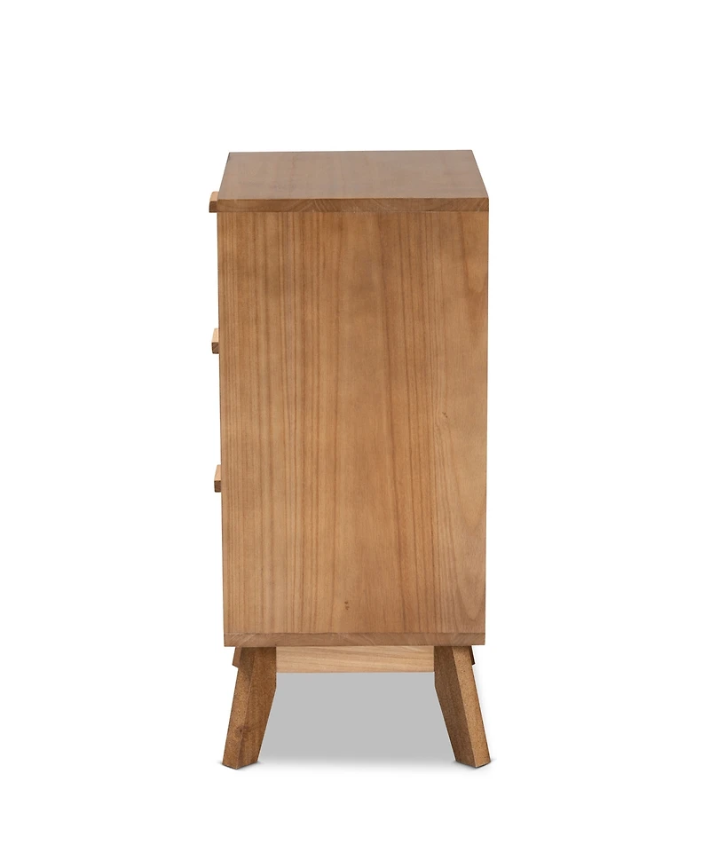 Baxton Studio 15.7" Finished Wood Baden Mid-Century Modern 3-Drawer End Table